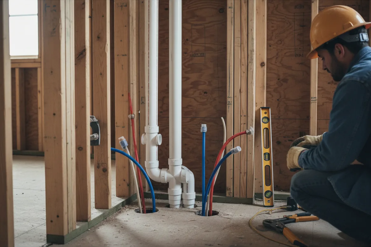 Drain and supply rough-in during Drain Cleaning in Eden